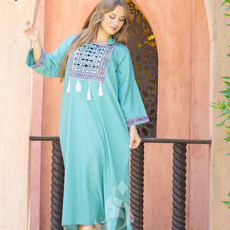 Moroccan Embroidered cotton Caftan, Egyptian Caftan, exotic caftan