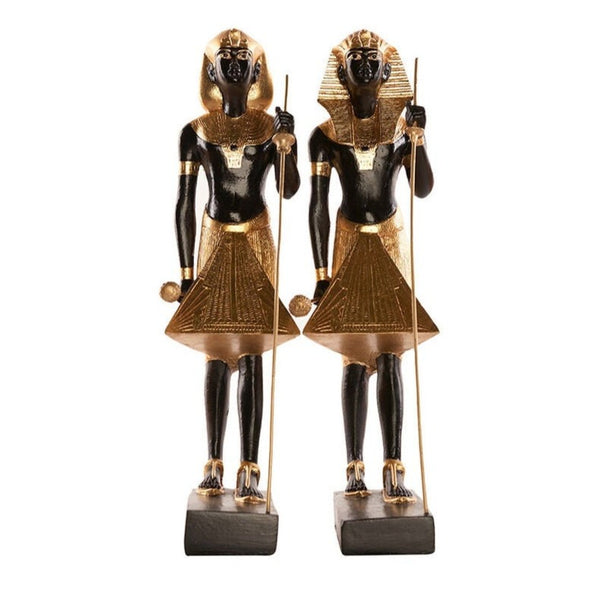 Egyptian Black and Gold Alka Guard Statues of King Tutankhamen