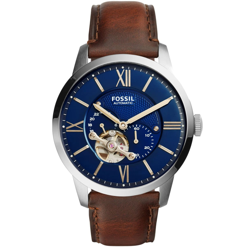 Fossil Townsman ME3110 Watch - Navy Blue Dial and Brown Leather Strap
