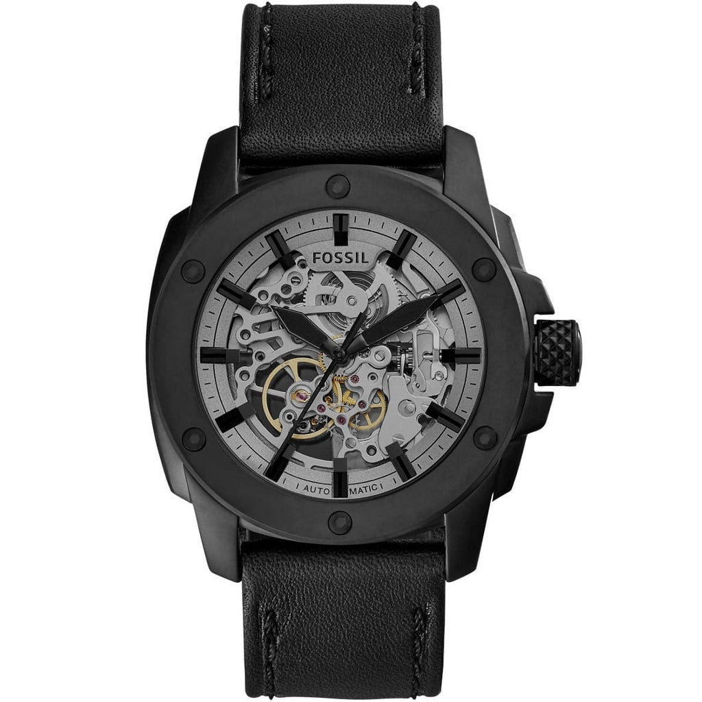Fossil Modern Machine ME3134 Watch - Grey Dial and Black Leather Strap