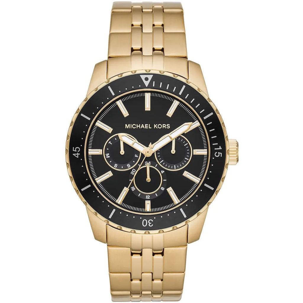 Michael Kors Cunningham Watch MK7154 - Black Dial with Gold Metal Band