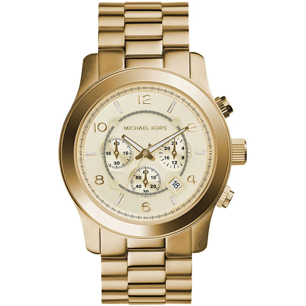 Michael Kors Runway MK8077 Men's Gold-Tone Watch with Metal Band