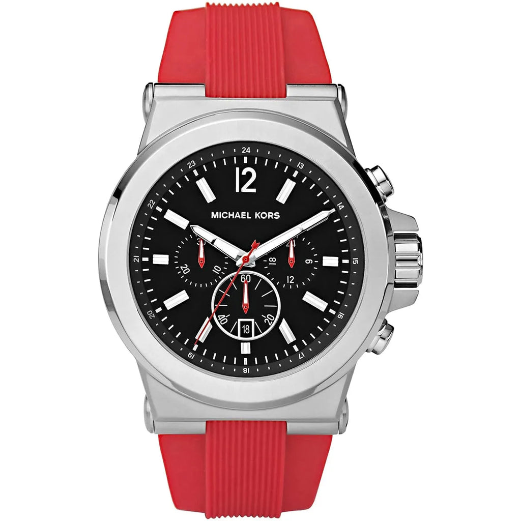 Michael Kors Men's Watch MK8169 - Black Dial and Red Silicone Strap