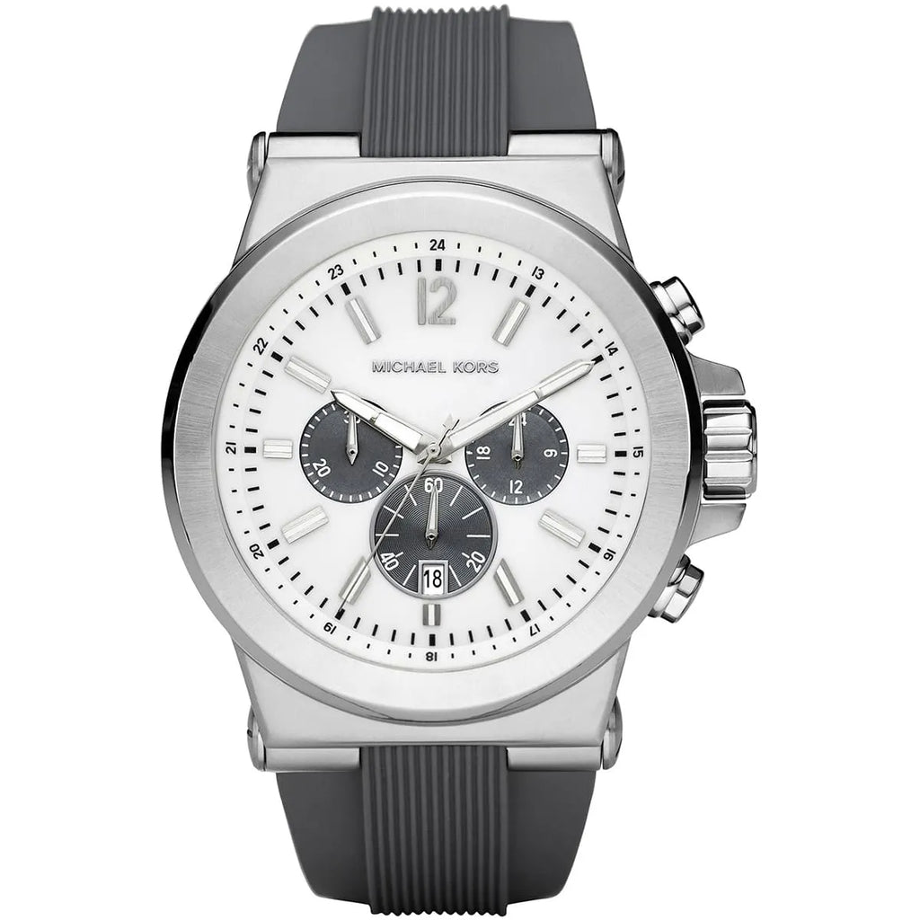 Michael Kors Men's Watch MK8183 - White Dial with Black Silicone Strap