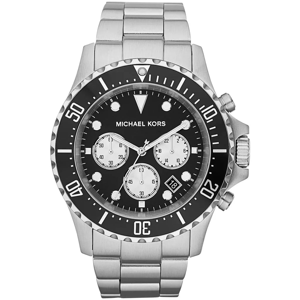 Michael Kors Everest MK8256 Watch | Black Dial and Silver Metal Band