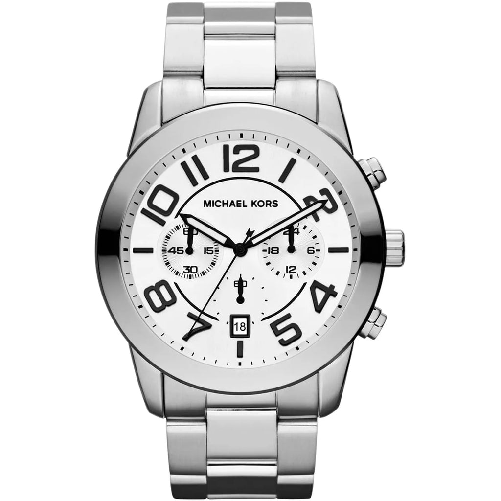 Michael Kors Men's Mercer Watch MK8290 | White Dial and Metal Bracelet