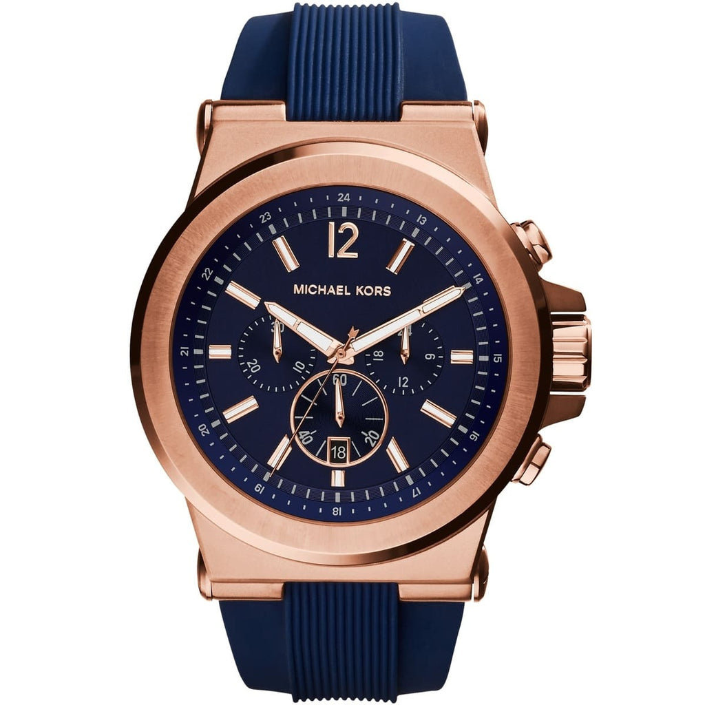 Michael Kors MK8295 Men's Sport Watch: Blue Dial with Rubber Band