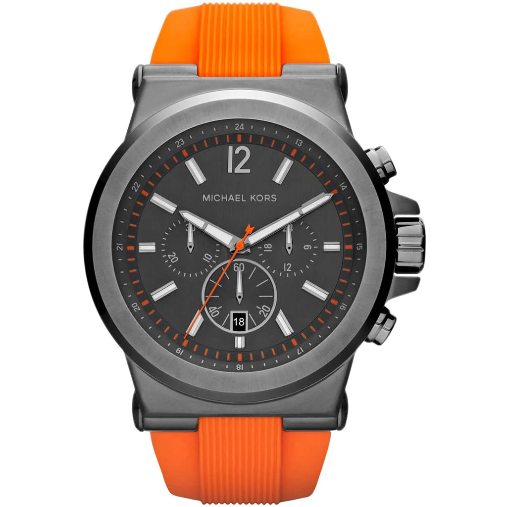 Michael Kors Men's Dylan Watch MK8296 | Vibrant Orange Silicone Strap
