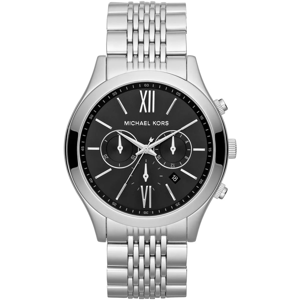 Michael Kors Brookton Watch MK8305 | Black Dial with Silver Metal Band