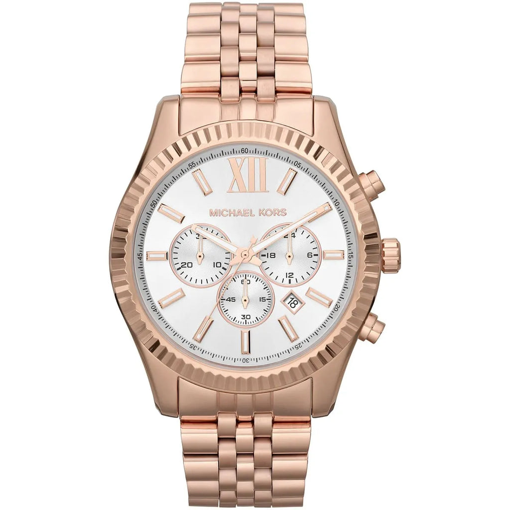 Michael Kors Lexington Watch MK8313 - Silver Dial and Rose Gold Metal