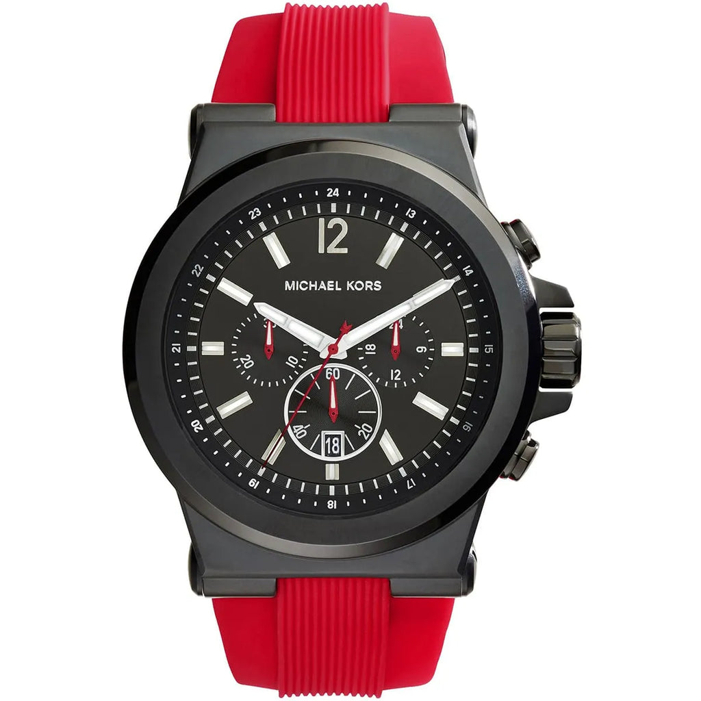 Michael Kors Dylan Watch MK8382 | Black Dial with Vibrant Red Strap