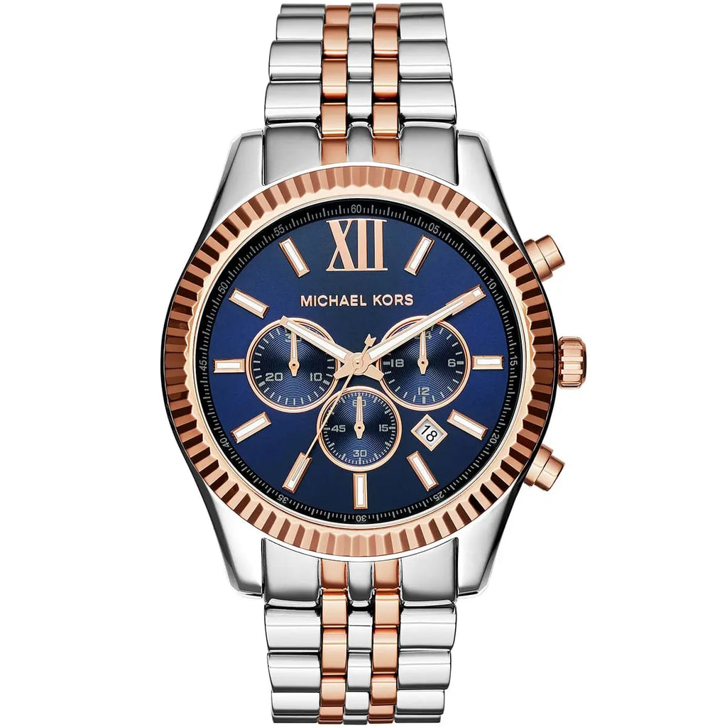 Two-Tone Lexington Watch by Michael Kors | Blue Dial Design | MK8412