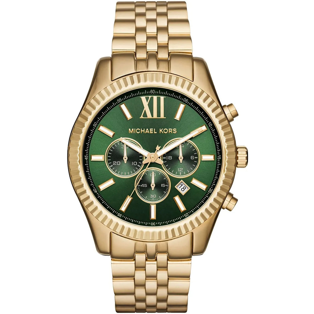 Michael Kors Men's Luxury Watch MK8446 - Gold Bracelet with Green Face