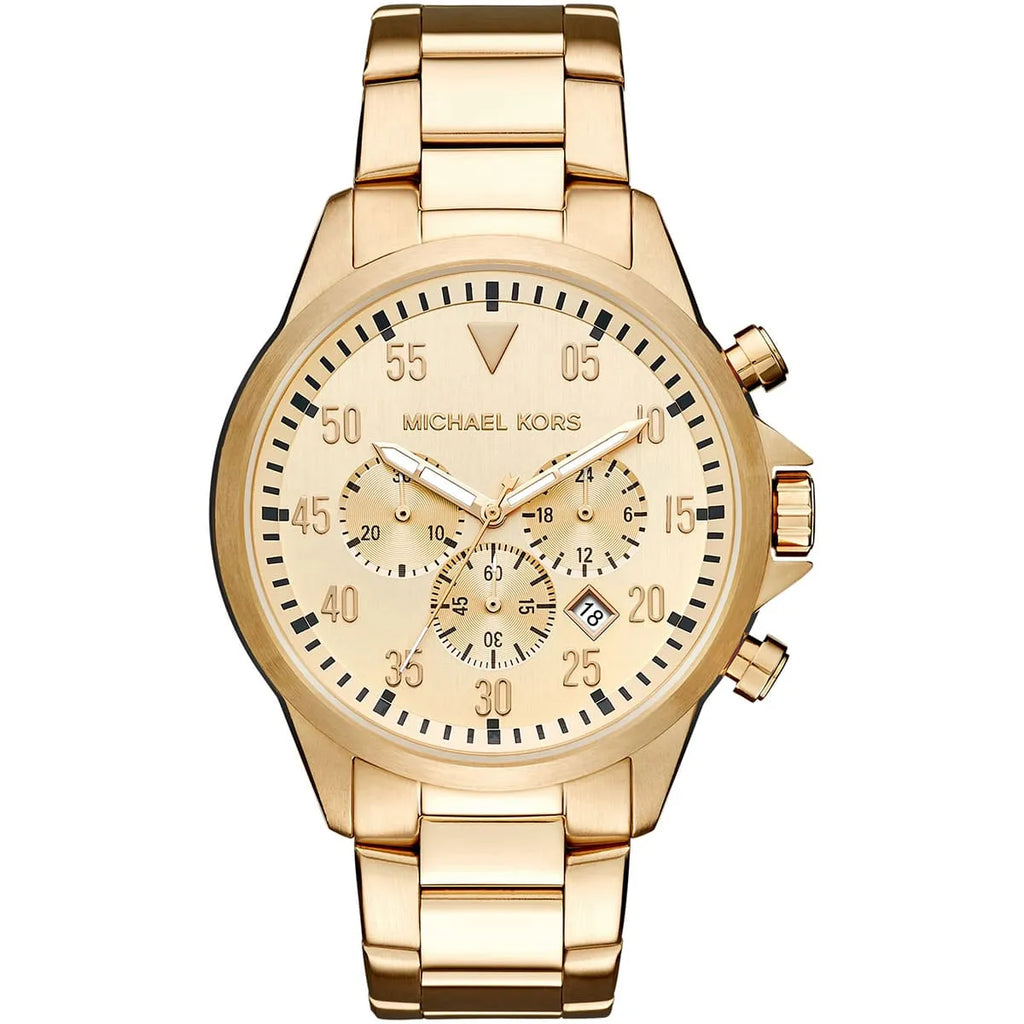 Men's Full Gold Luxury Watch | Michael Kors Gage Chronograph | MK8491