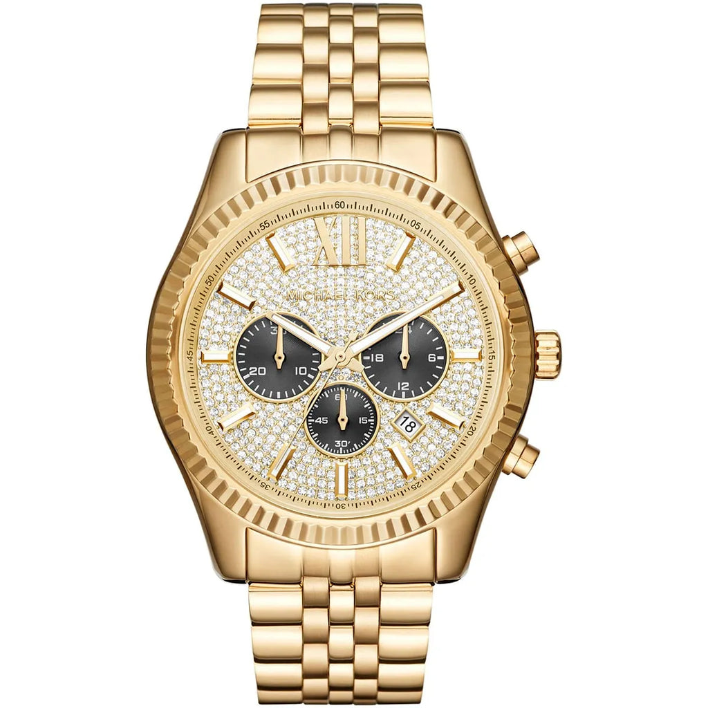 Michael Kors Lexington Men's Gold Watch with Crystals MK8494