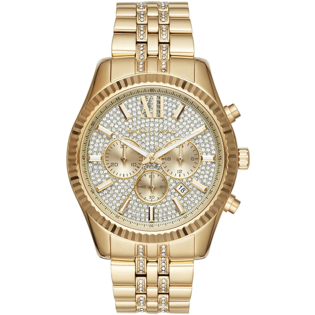Michael Kors Lexington Men's Gold Watch with Crystals | MK8579