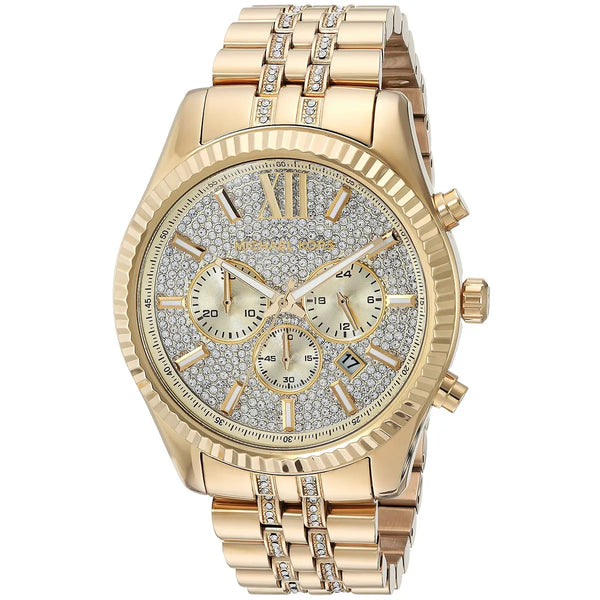 Michael Kors Lexington Men's Gold Watch with Crystals | MK8579