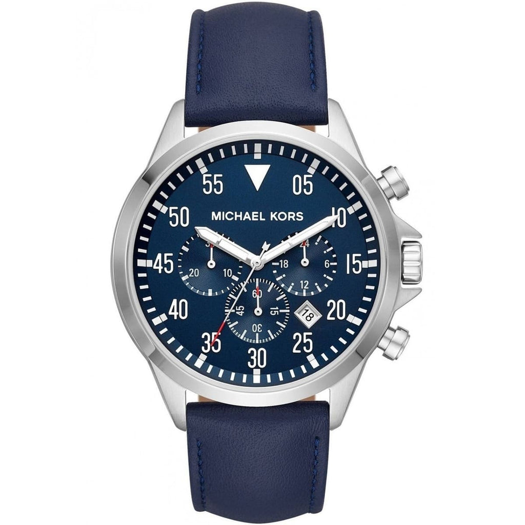 Michael Kors Gage MK8617: Nautical Blue Men's Watch with Leather Strap