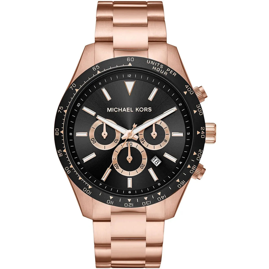 Michael Kors Men's Layton Watch MK8824 | Rose Gold Case and Black Dial