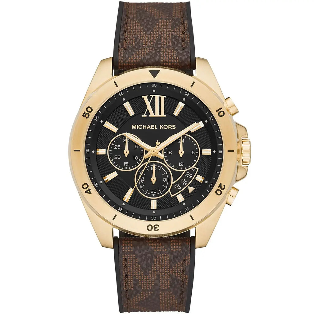 Michael Kors MK8849 Men's Watch: Black Dial with Durable Brown Strap