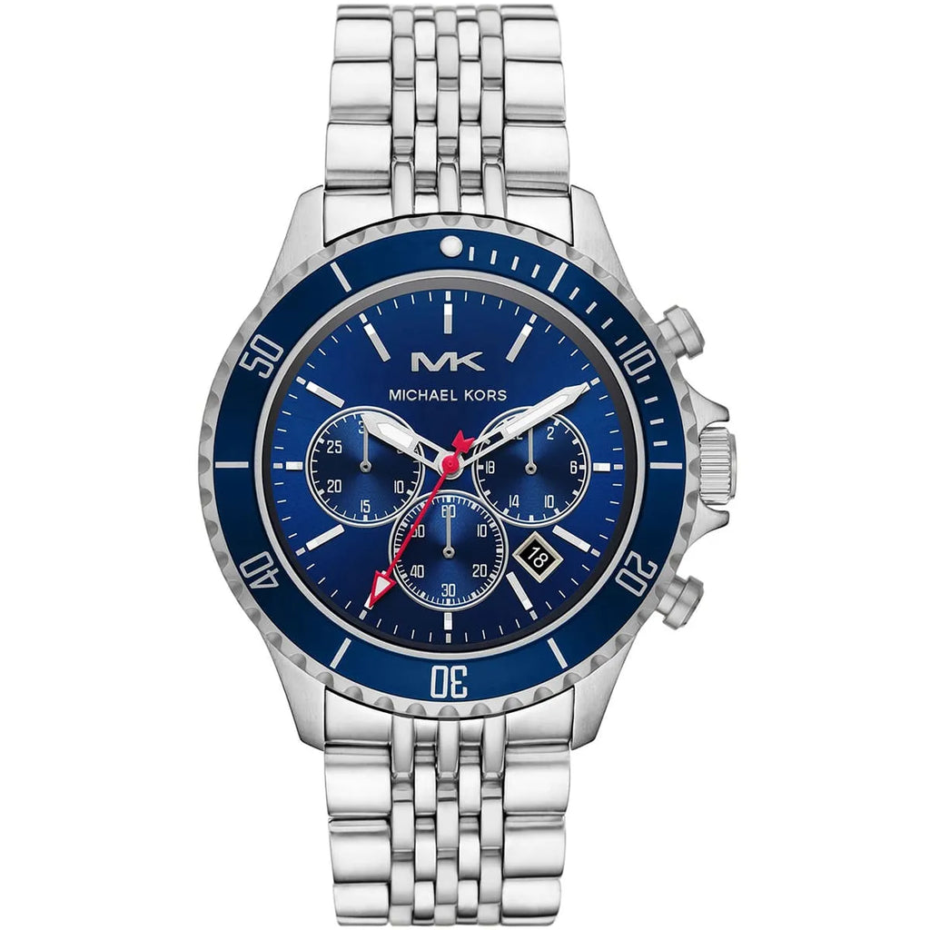 Michael Kors Men's Bayville Watch MK8896 | Silver Case with Blue Dial