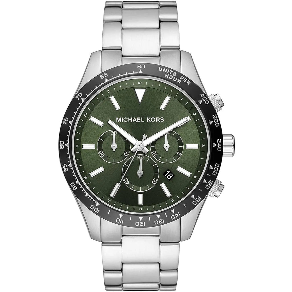 Michael Kors Layton Watch MK8912 - Silver Stainless Steel, Green Dial
