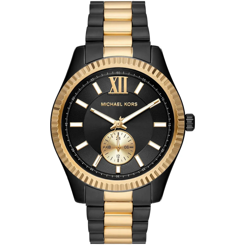 Michael Kors Men's Lexington Watch | Black and Gold Bracelet | MK8948