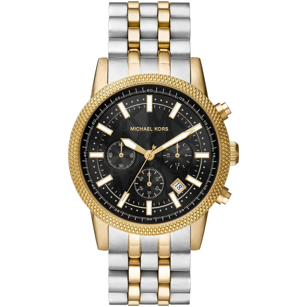 Luxe Two-Tone Michael Kors Men's Watch MK8954 - Hutton Black Dial