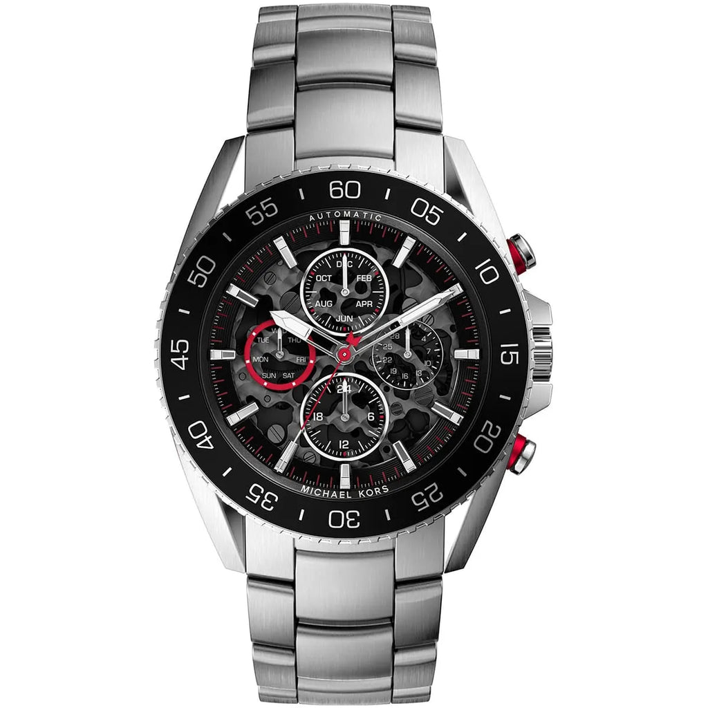 Michael Kors MK9011 Men's Watch: Black Dial with Silver Metal Band