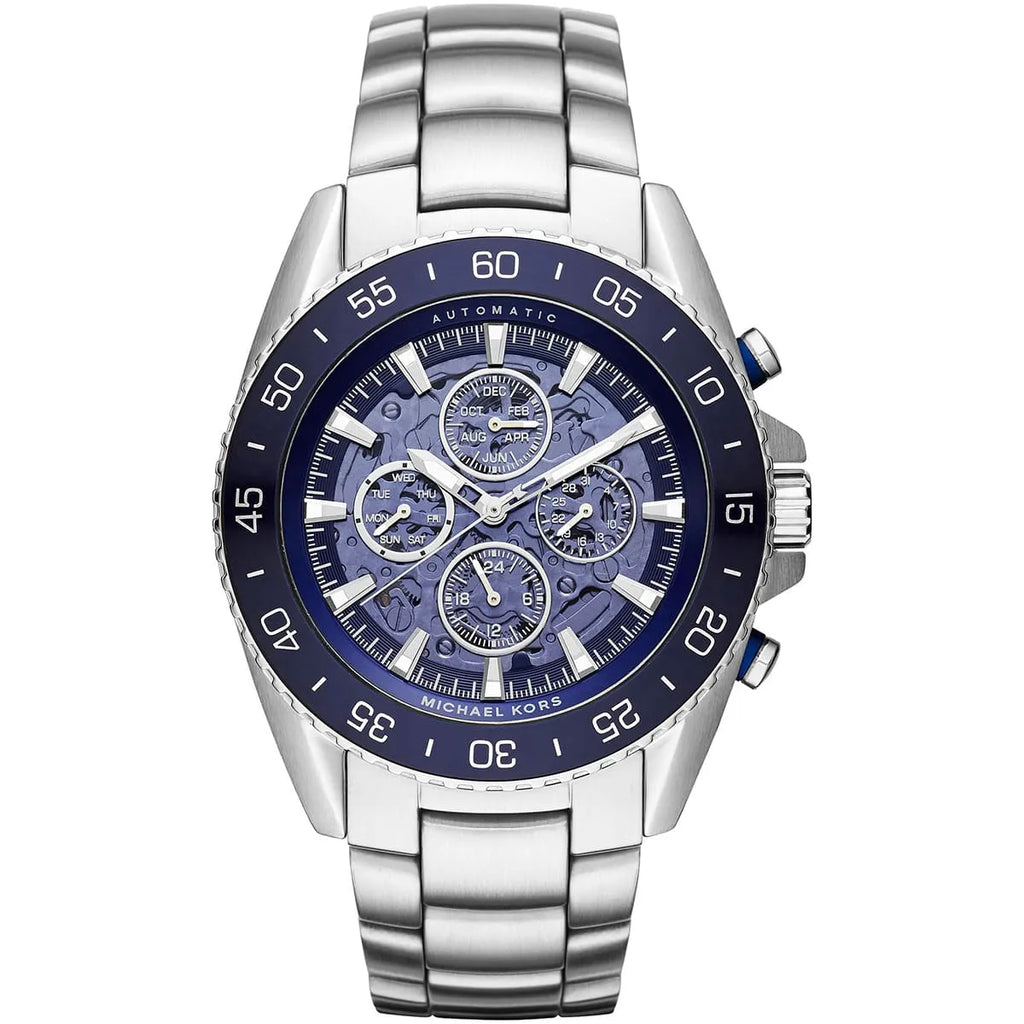 Michael Kors MK9024 Men's Watch: Blue Dial with Silver Metal Band
