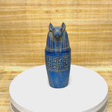 Egyptian Canopic Jar Set - Handcrafted Blue Stone, Four Sons of Horus
