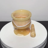 Handmade Egyptian Alabaster Mixing Bowl with Pestle