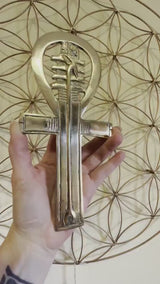 Golden-Toned Brass Ankh Cross – Thoth Wisdom Symbol