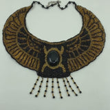 Egyptian Winged Scarab Necklace – Handcrafted Beaded Collar