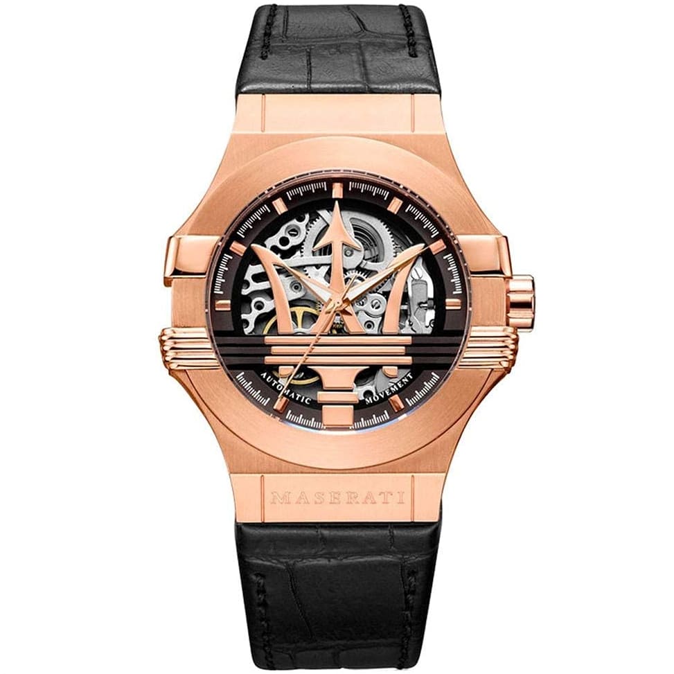 Maserati Potenza Men's Watch R8821108025 - Black Dial and Leather Band