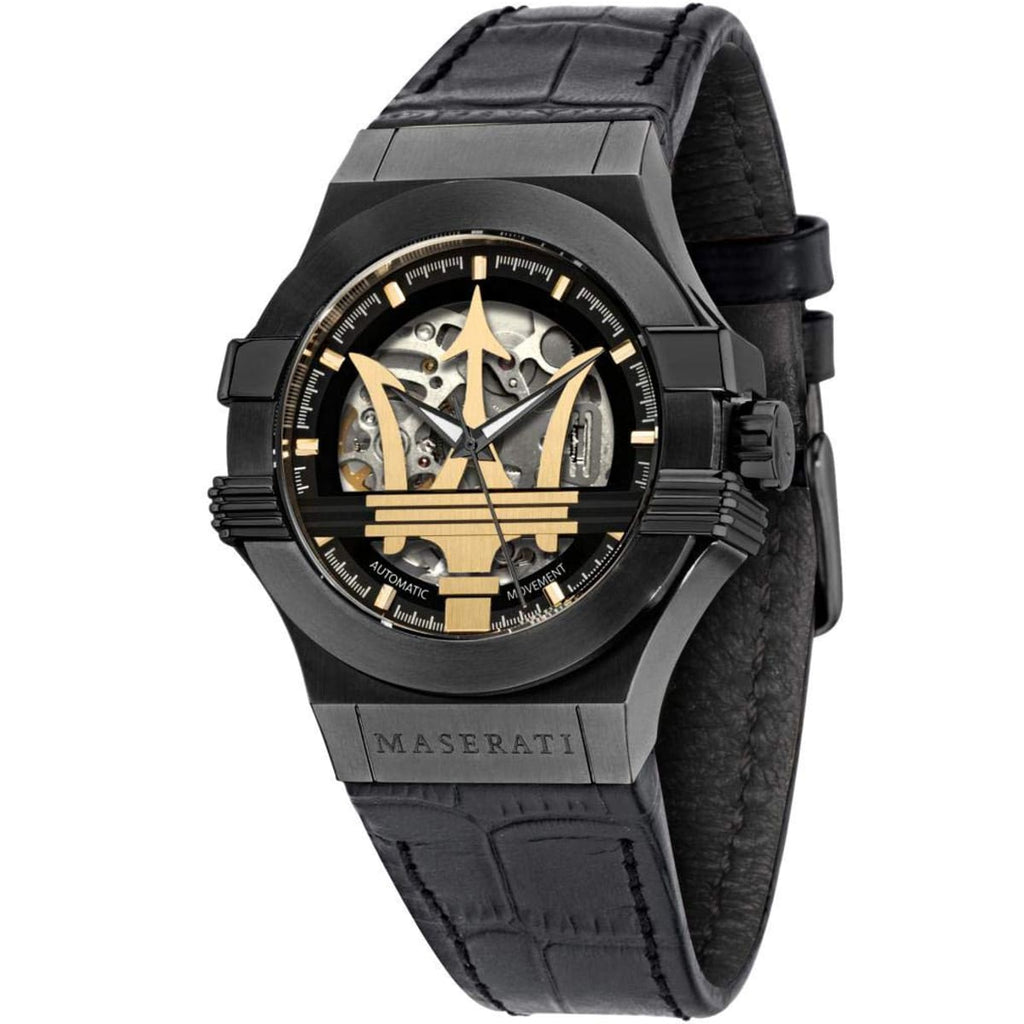Maserati Potenza Men's Watch R8821108027 - Black Dial and Leather Band
