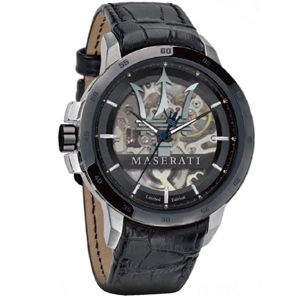 Maserati Men's Watch R8821119007 - Black Dial with Leather Band