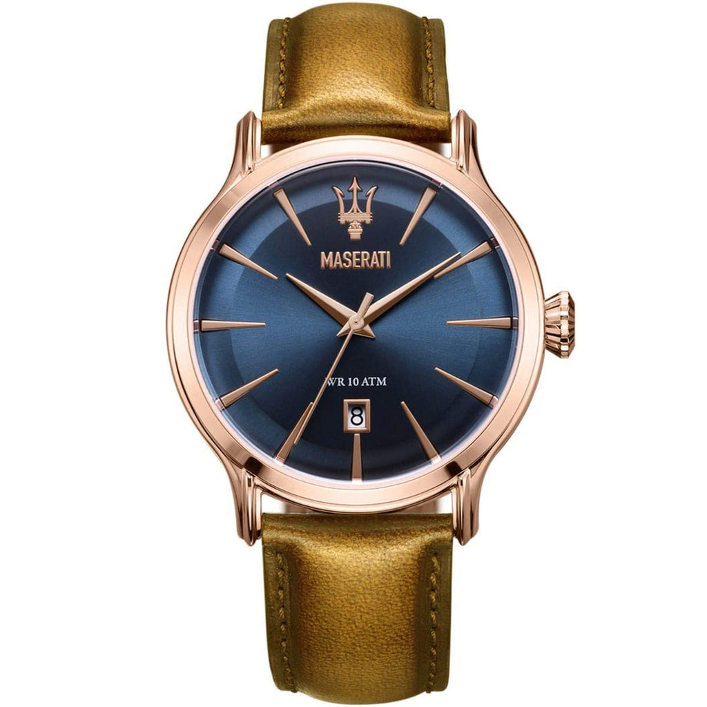 Maserati Men's Watch R8851118001 - Blue Dial with Brown Leather Band