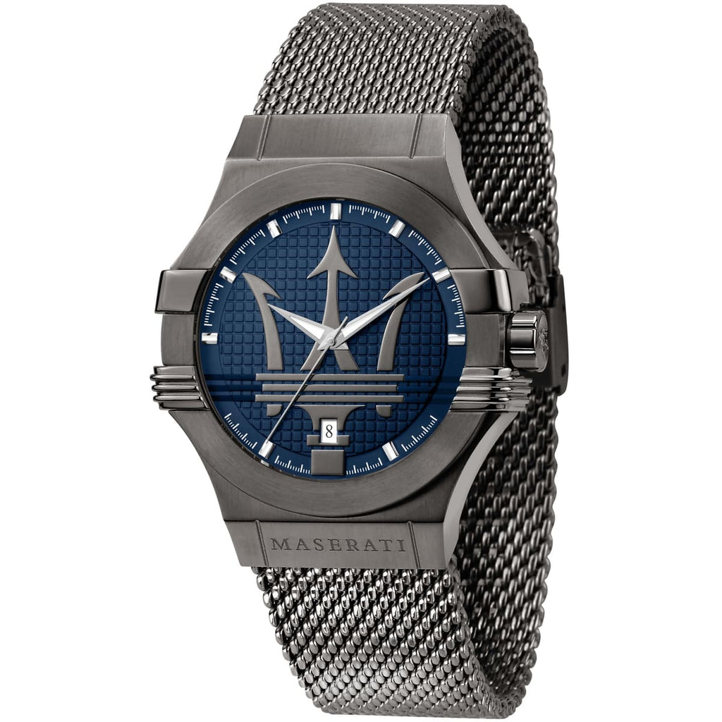 Maserati Potenza Watch R8853108005 - Gray Metal Strap and Blue Dial