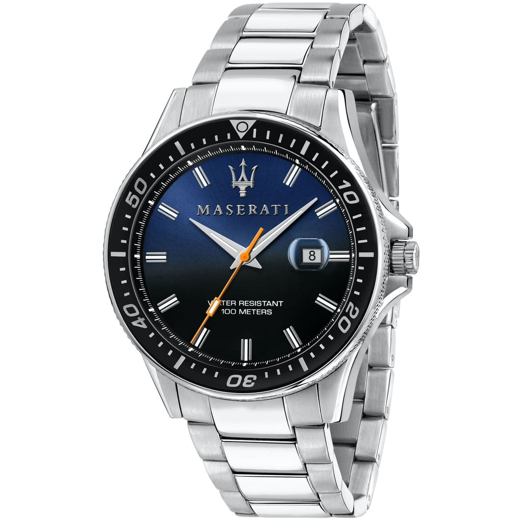 Maserati Sfida R8853140001 Watch - Black/Blue Face and Silver Strap