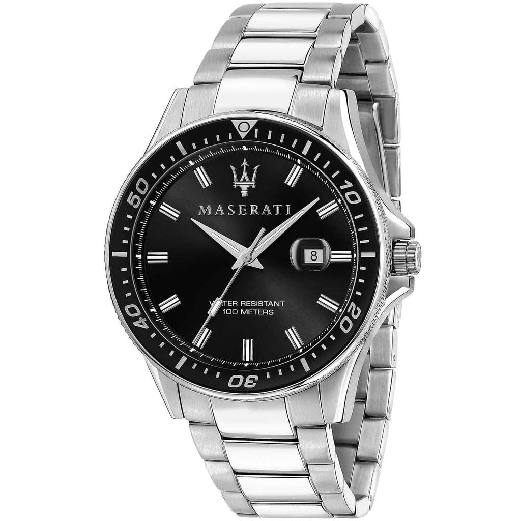 Maserati R8853140002 Men's Watch - Black Dial and Silver Metal Band