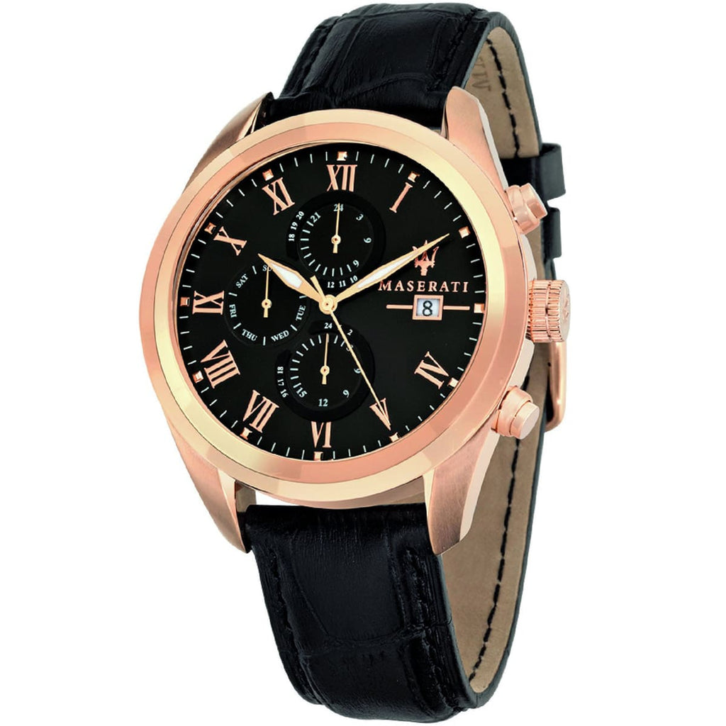Maserati Traguardo Watch R8871612002 - Black Dial and Leather Strap