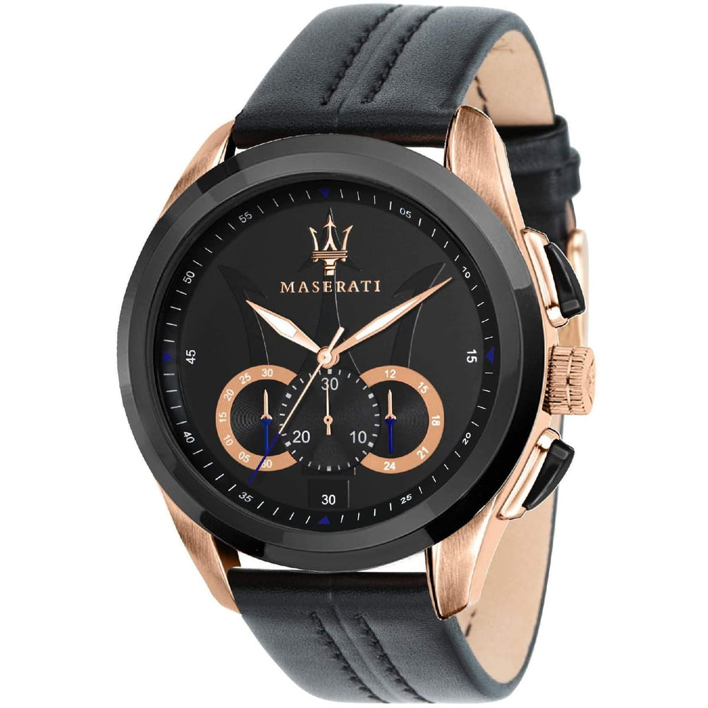 Maserati Traguardo Watch R8871612025 - Black Dial and Leather Strap