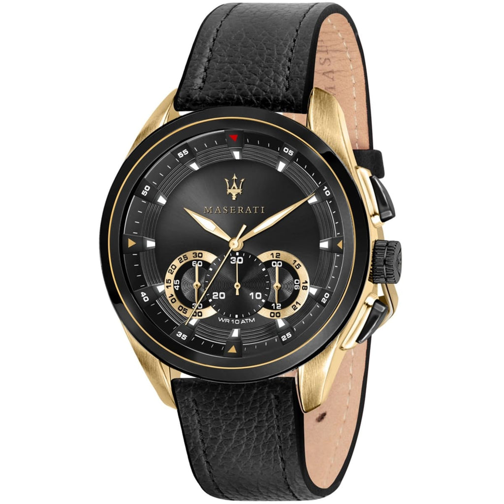 Maserati Traguardo Watch R8871612033 - Black Dial and Leather Strap