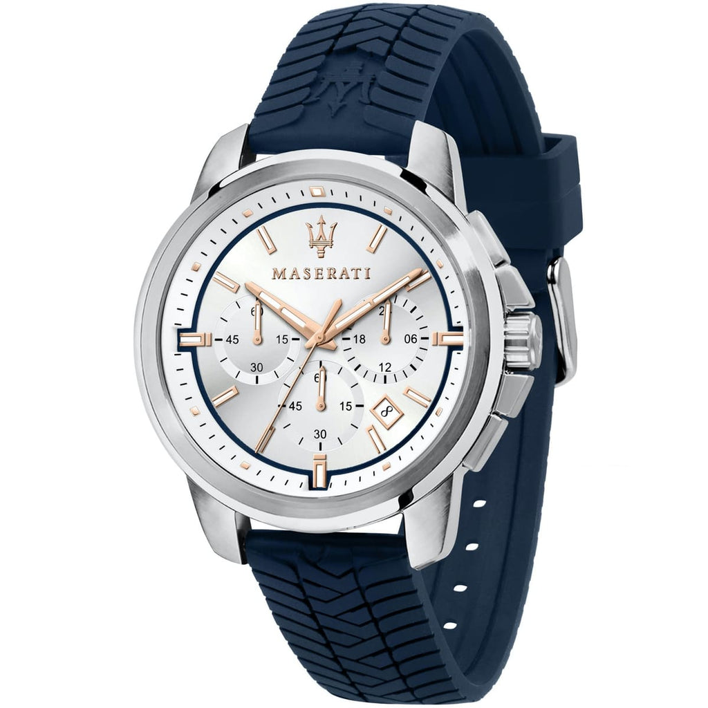 Maserati Successo Men's Watch R8871621013 - Silver Dial and Blue Strap