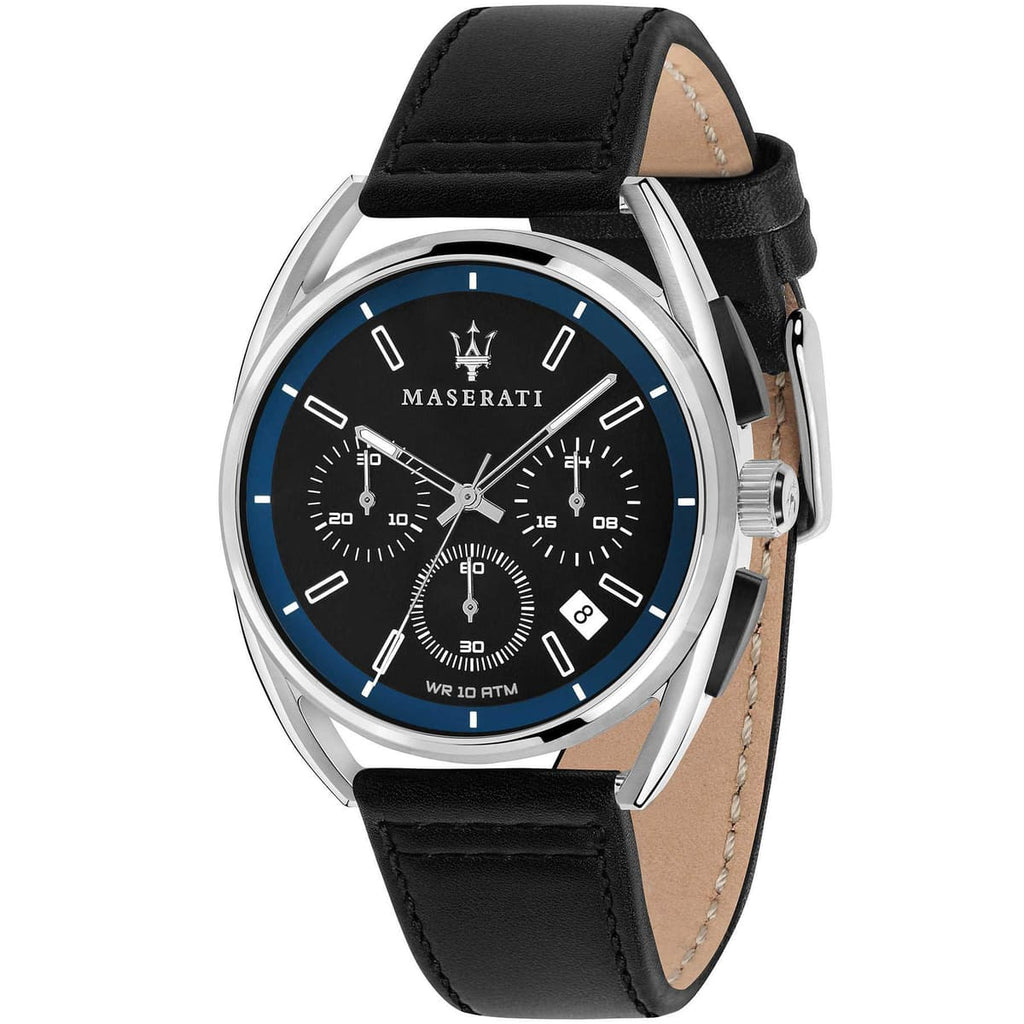 Maserati Watch R8871632001 - Black/Blue Dial with Black Leather Strap