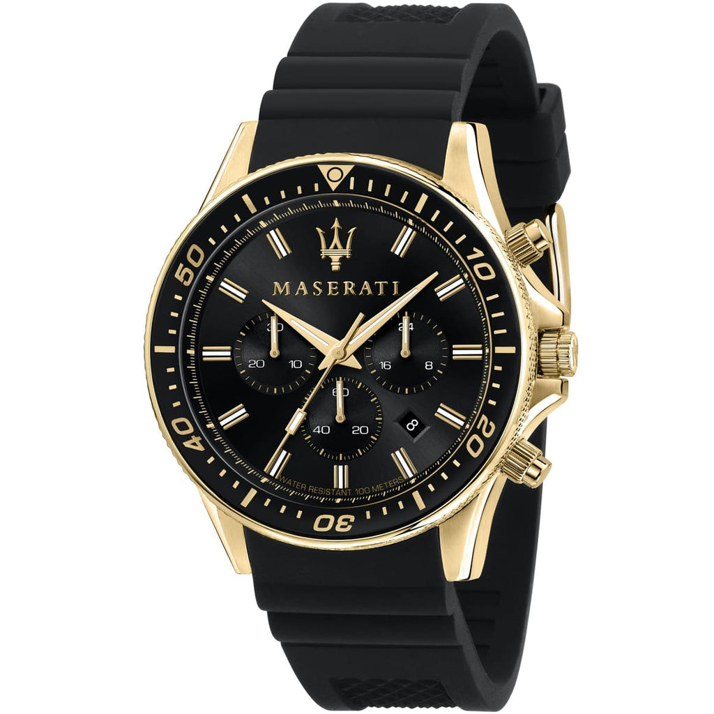 Maserati Sfida Men's Watch R8871640001 - Black Dial and Rubber Strap