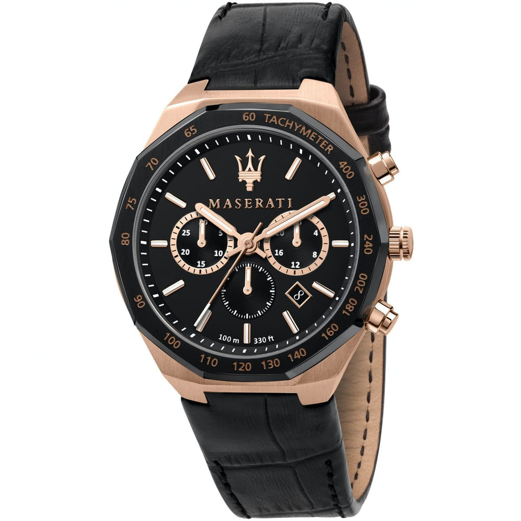 Maserati Stile Men's Watch R8871642001 - Black Dial and Leather Strap