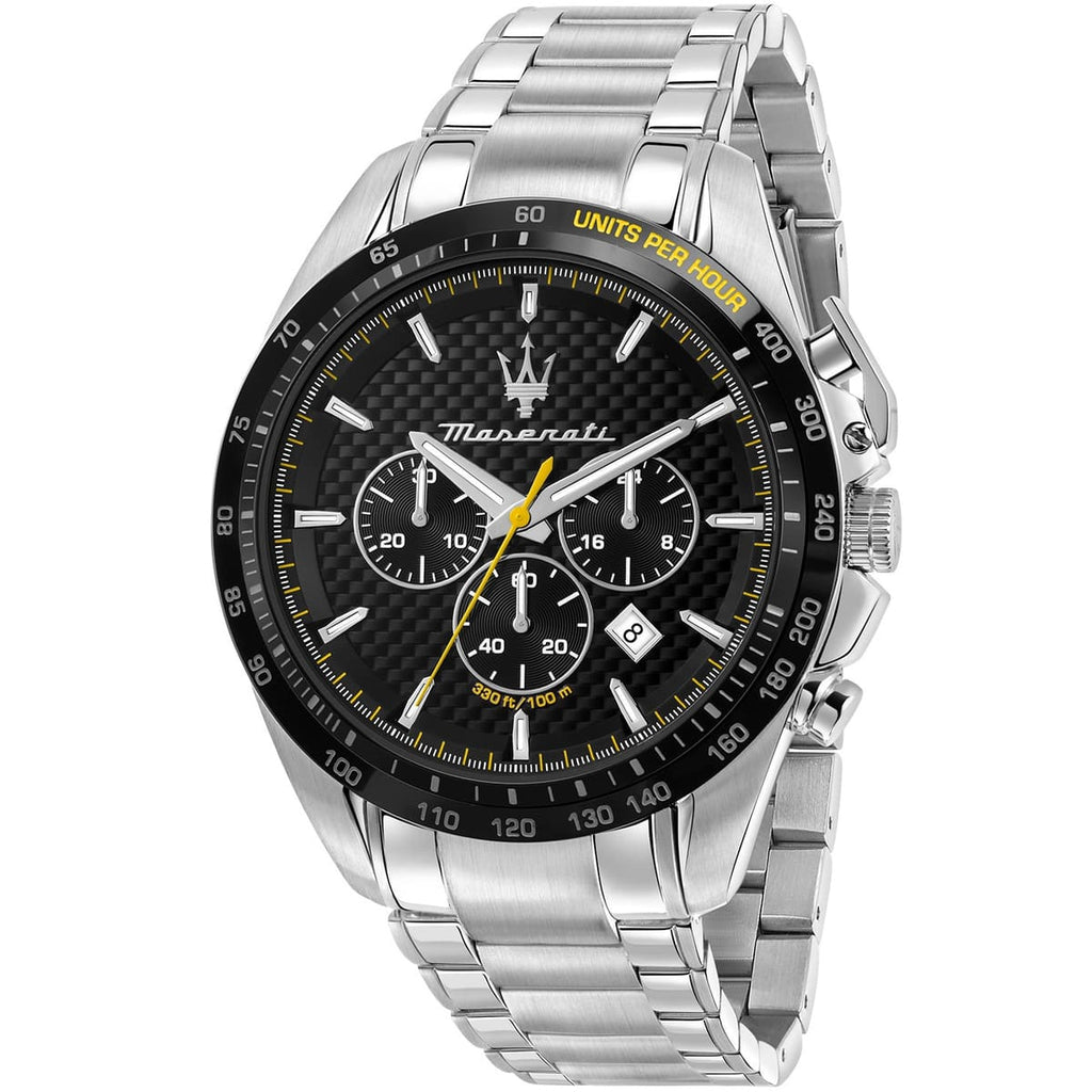 Maserati Traguardo Watch R8873612042 - Black Dial and Silver Strap