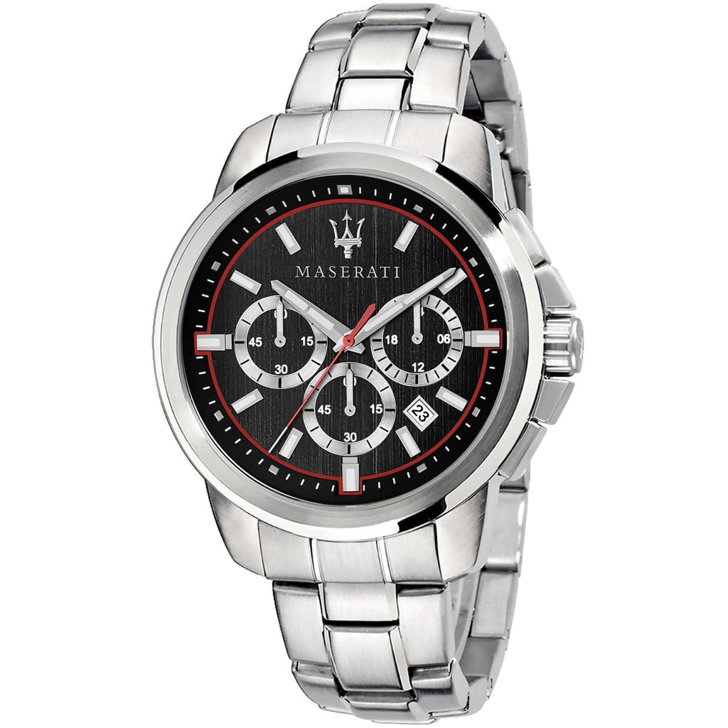 Maserati Men's Watch R8873621009 - Black Dial with Silver Band